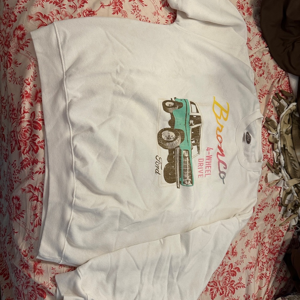 Ford White and Teal Bronco Sweater